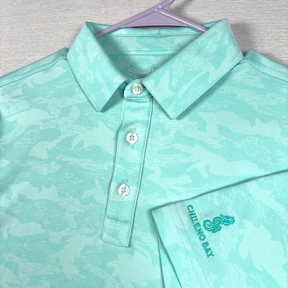 Straight Down Performance Polo Shirt Mens Size M Turquoise Poly Chileno Bay